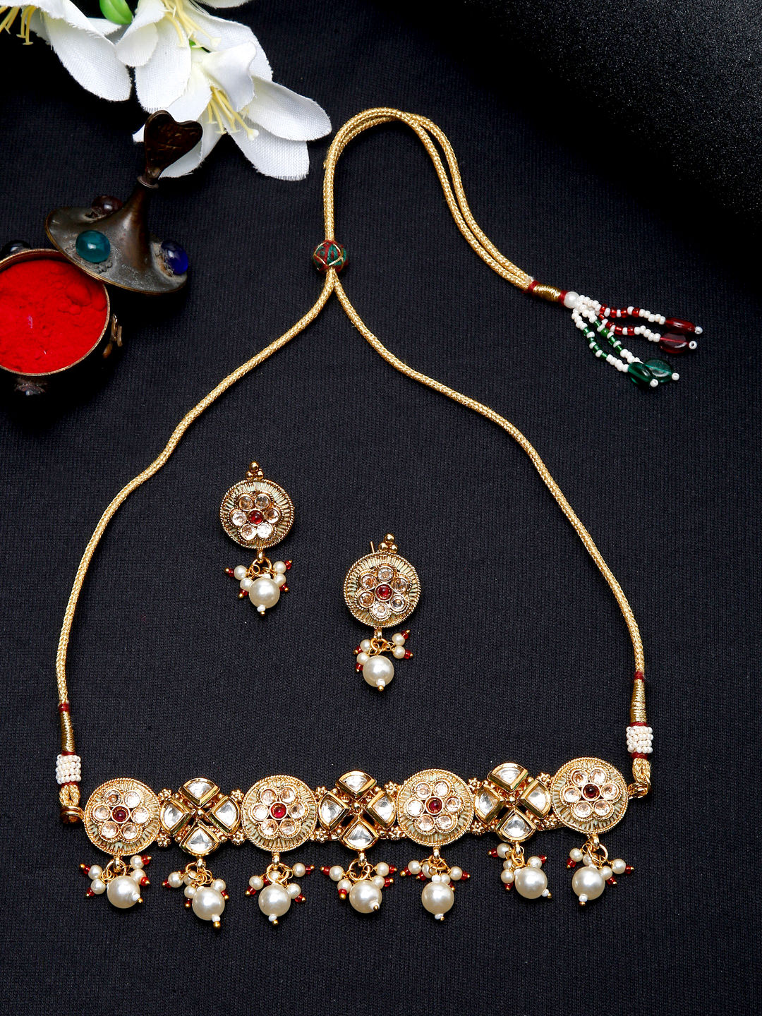 YouBella Jewellery Celebrity Inspired Gold Plated Necklace Jewellery Set for Girls and Women